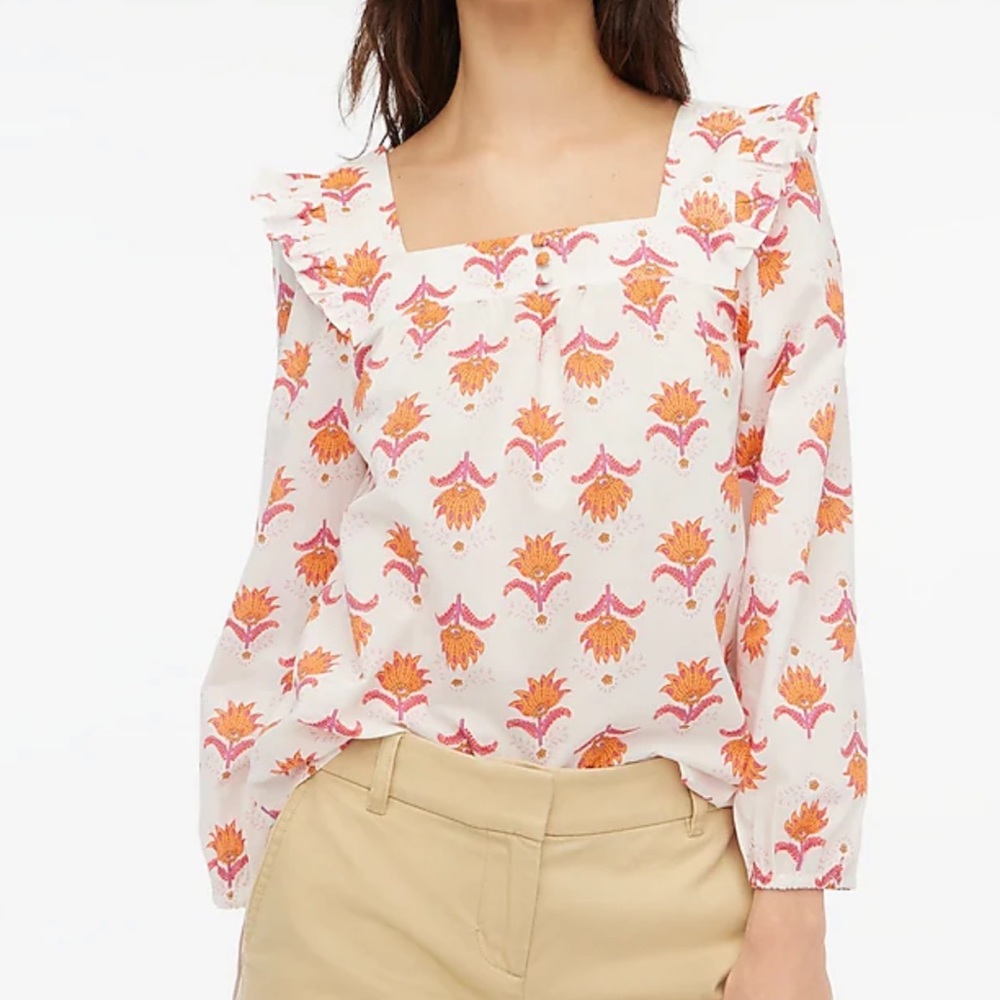 J.Crew square neck ruffle blouse